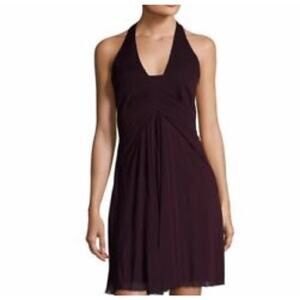Karen Millen size 8 dark plum flowy mini dress halter neck